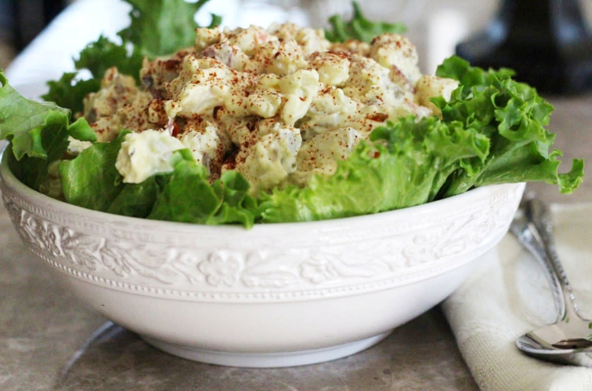 <p>Melissa Sperka</p><p>A classic potato salad with a creamy, slightly sweet dressing.</p><p><strong>Get the recipe: <a href="https://parade.com/55803/melissasperka/homestyle-red-potato-salad/" rel="nofollow noopener" target="_blank" data-ylk="slk:Homestyle Red Potato Salad;elm:context_link;itc:0;sec:content-canvas" class="link rapid-noclick-resp">Homestyle Red Potato Salad</a></strong></p>