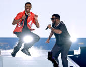 <p>Diddy and son King Combs catch some air during the 2022 iHeartRadio Music Festival at T-Mobile Arena in Las Vegas on Sept. 24. </p>