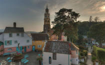 In the Welsh tourist town of <b>Portmeirion, </b>the multi-coloured buildings and stylised architecture create the impression of an Italian village in Wales.