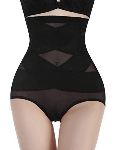 3) Nebility Women Butt Lifter Shapewear Hi-Waist Double Tummy Control Panty Waist Trainer Body Shaper (S, Black)