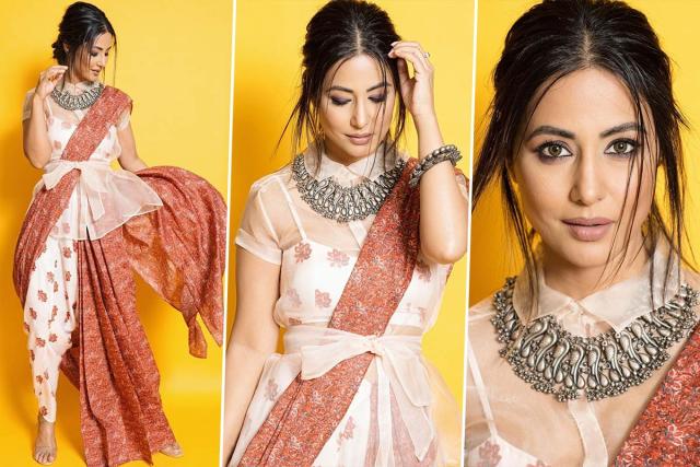 Hina Khan's Bold & Trendy Lehenga Blouse Designs