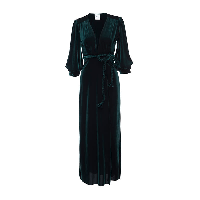 <a rel="nofollow noopener" href="https://www.misalosangeles.com/collections/dresses/products/madeleine-dress" target="_blank" data-ylk="slk:Madeleine Velvet Dress, MISA Los Angeles, $304;elm:context_link;itc:0;sec:content-canvas" class="link ">Madeleine Velvet Dress, MISA Los Angeles, $304</a>