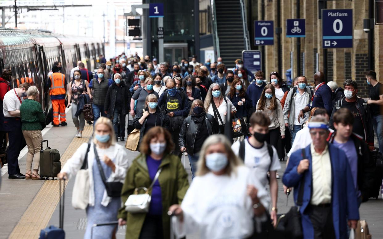 Mask wearing at Kings's Cross Station back in July 2021 - Henry Nicholls/Reuters