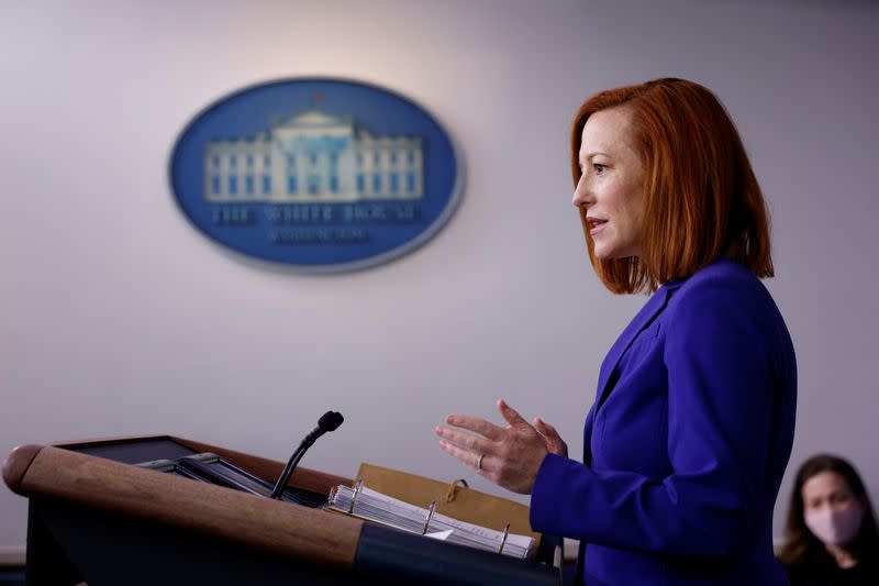 White House Press Secretary Jen Psaki holds a briefing at the White House in Washington