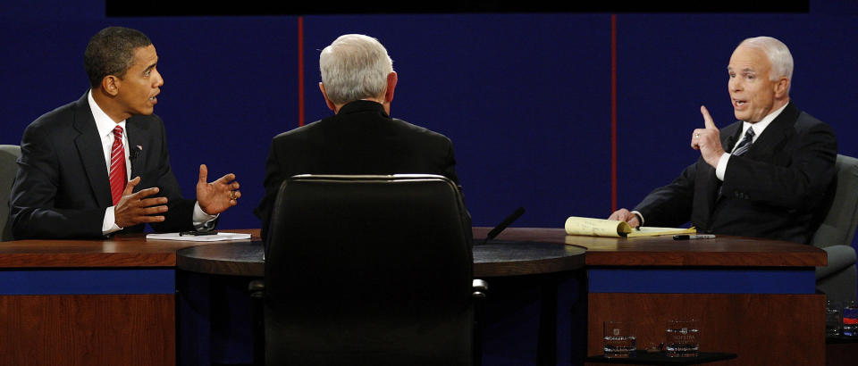 Sen. John McCain (R-Ariz.) turned ACORN into an enemy during his final presidential debate with Barack Obama in 2008. (Photo: Gary Hershorn / Reuters)