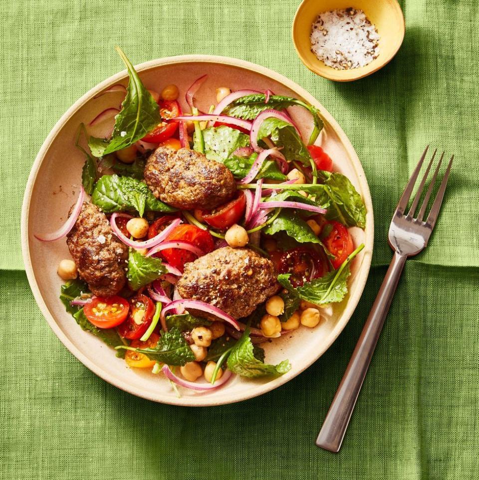 39) Beef Kofte with Kale and Chickpea Salad