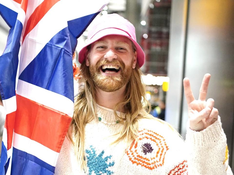 Sam Ryder lands at Heathrow Airport after finishing as a runner-up to Ukraine in Eurovision (Dominic Lipinski/PA) (PA Wire)