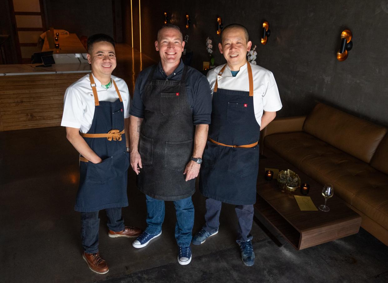 Partners, from left, Nguyen Nguyen, Tim Boyer and Charlie Wang of Craft Omakase, which opened on North Lamar Boulevard at the end of 2023.