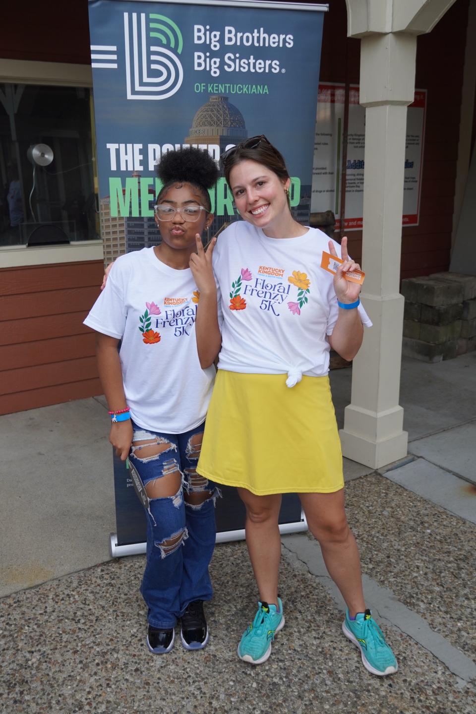 Lee Fowler and her mentee, Bre, stand outside of a BBBS Kentuckiana event.