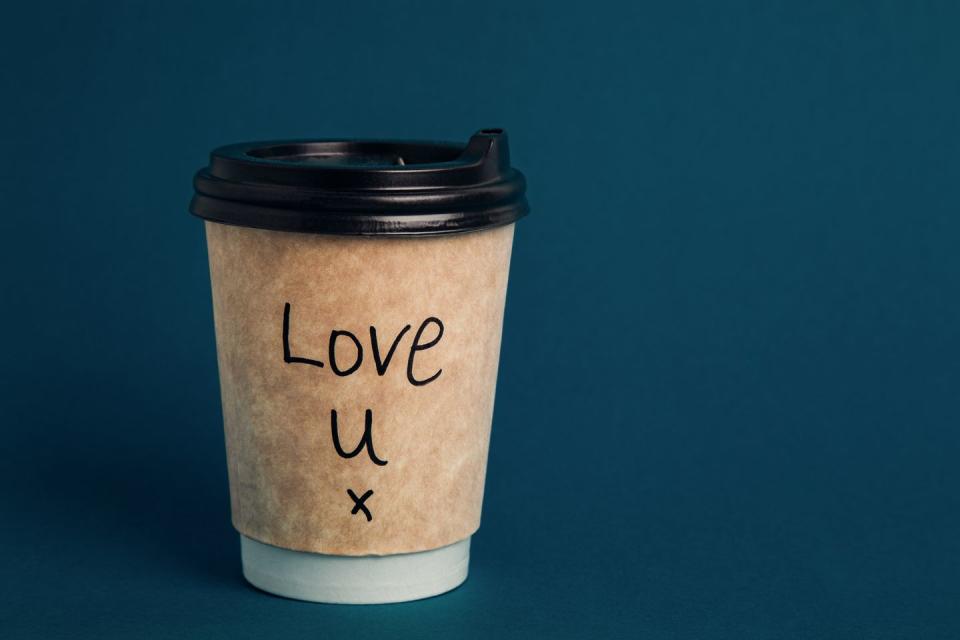 love you message on a cup