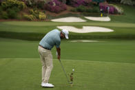 Marc Leishman, of Australia, hits his tee shot on the 12th hole during the second round of the Masters golf tournament on Friday, April 9, 2021, in Augusta, Ga. (AP Photo/Charlie Riedel)