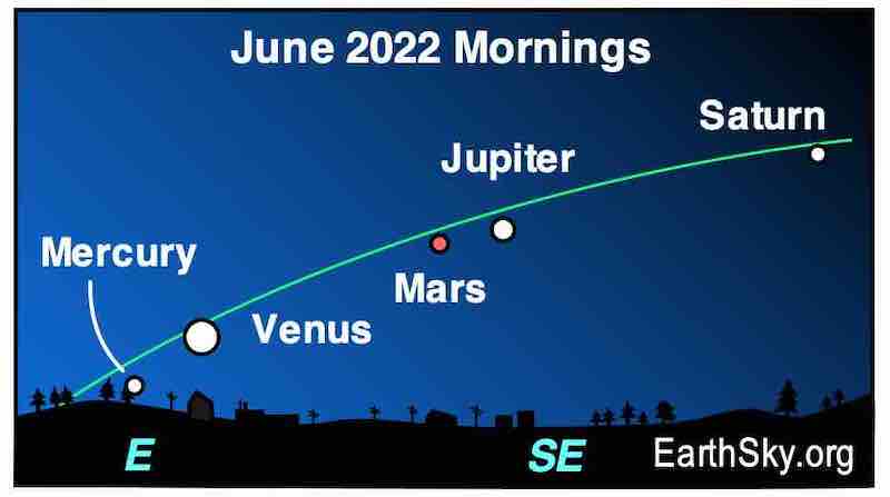 Here is the lineup of visible planets in the morning during June 2022.