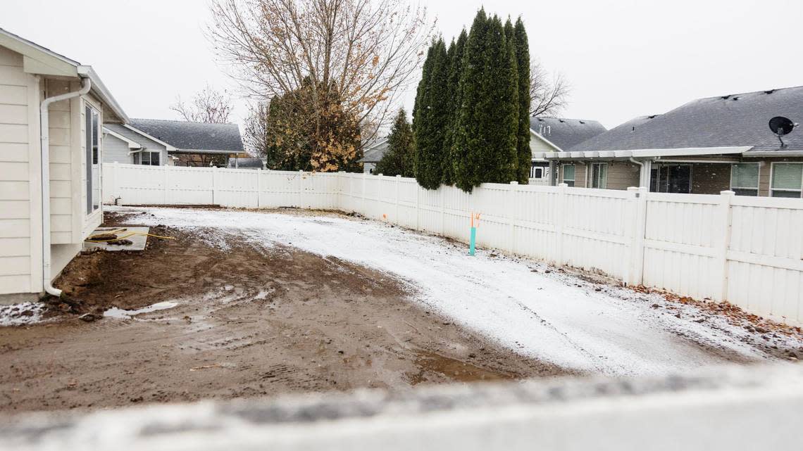 This backyard in Fruitland, pictured on Thursday, Dec. 1, 2022, was excavated to search for human remains related to the missing child case of Michael Vaughan.
