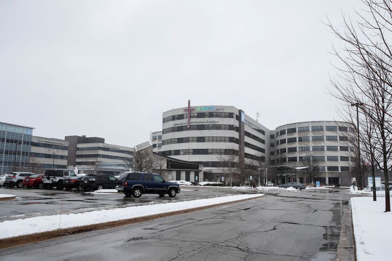 A general view of the St. Alexius Medical Center, where confirmed coronavirus patient is being treated in Hoffman Estates