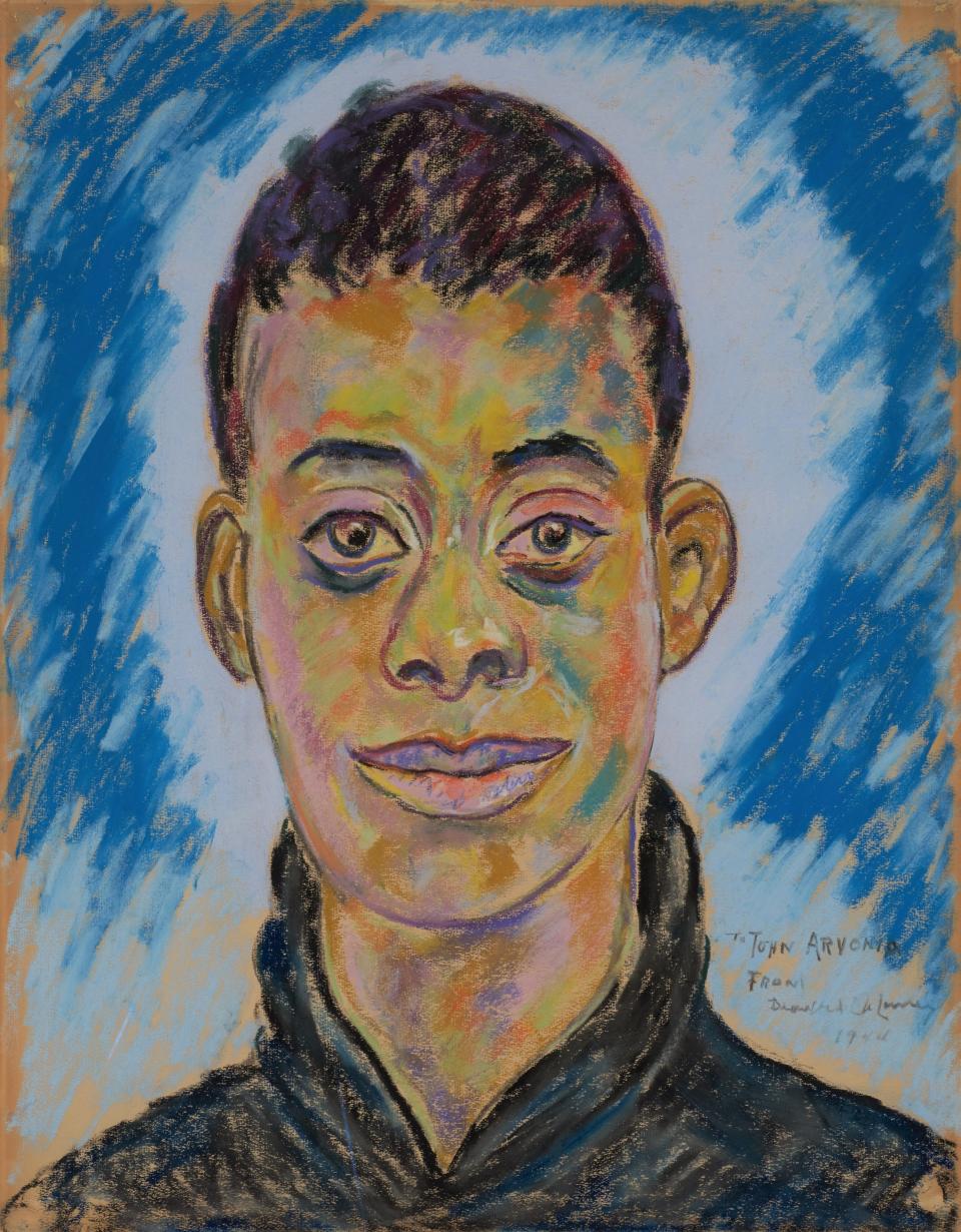 “Portrait of James Baldwin” by Beauford Delaney is one of the paintings featured in the newly re-installed permanent exhibition, “Higher Ground: A Century of the Visual Arts in East Tennessee” at the KMA.