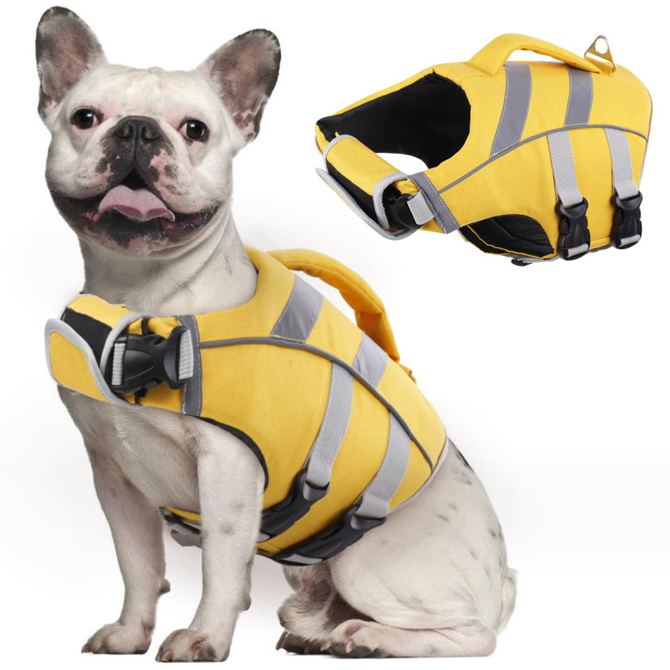 <p><a href="https://go.redirectingat.com?id=74968X1596630&url=https%3A%2F%2Fwww.walmart.com%2Fip%2FKuoser-Dog-Life-Jacket-Reflective-Stripes-Adjustable-High-Visibility-Vest-Ripstop-Lifesaver-Pet-Preserver-Flotation-Swimsuit-Small-Medium-Large-Dogs%2F254933714&sref=https%3A%2F%2Fwww.womenshealthmag.com%2Flife%2Fg43909197%2Fwalmart-national-pet-month-sale-may-2023%2F" rel="nofollow noopener" target="_blank" data-ylk="slk:Shop Now;elm:context_link;itc:0;sec:content-canvas" class="link ">Shop Now</a></p><p>Dog Life Jacket with Reflective Stripes</p><p>$17.27</p><p>walmart.com</p>