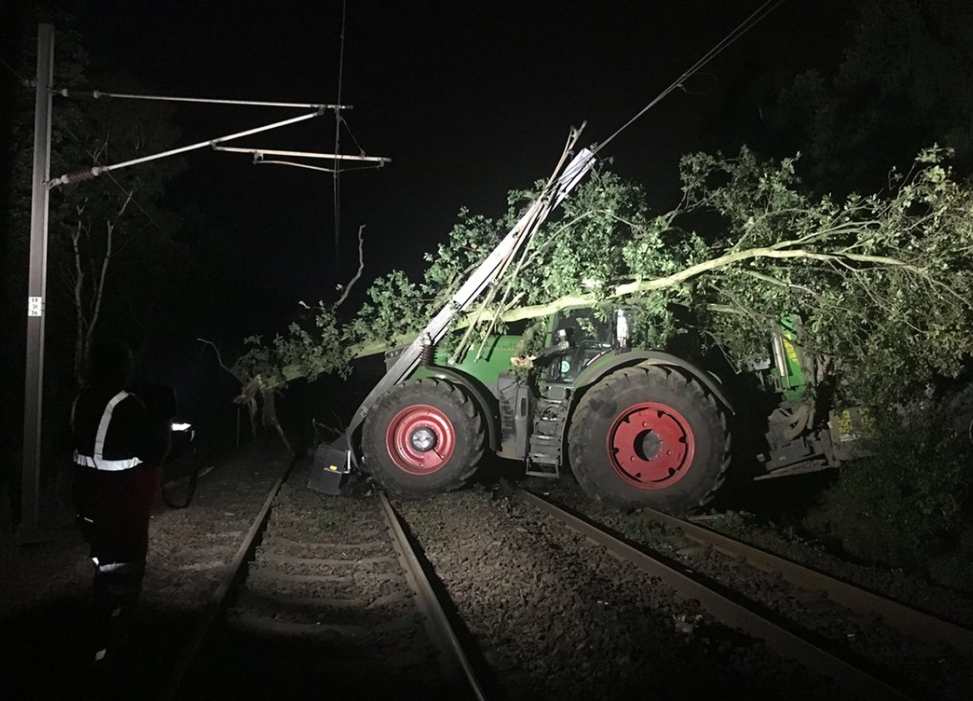 <em>A tractor caused chaos after damaging a rail line in Yorkshire (PA)</em>