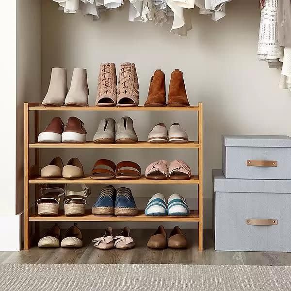 Bamboo Stackable Shoe Shelf