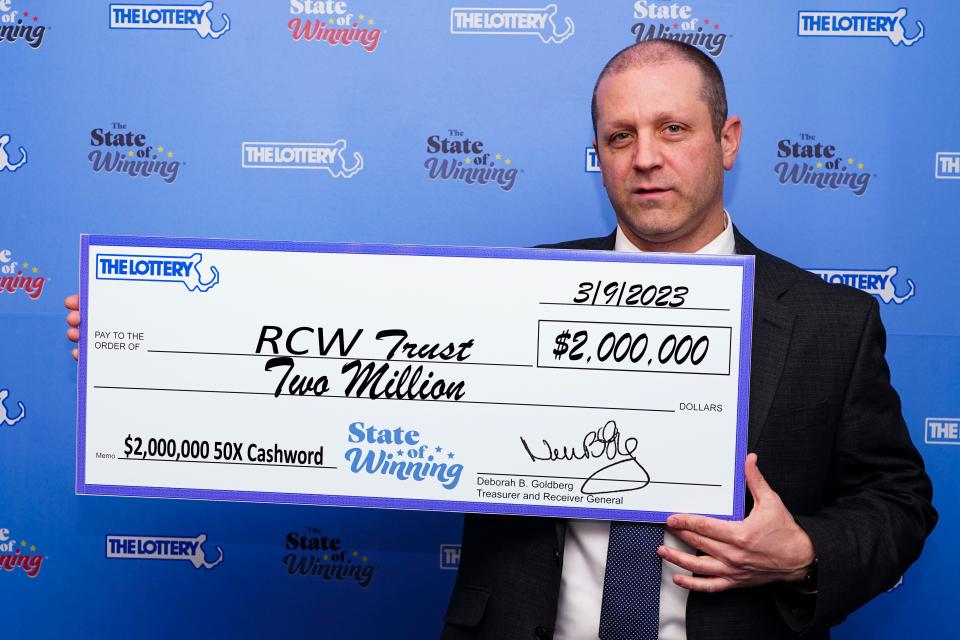 Daniel Notaro, trustee for RCW Trust, of Clinton, claimed a $2 million prize for a winning scratch ticket last Thursday. The trust opted for a one-time cash payment of $1.3 million, minus taxes.