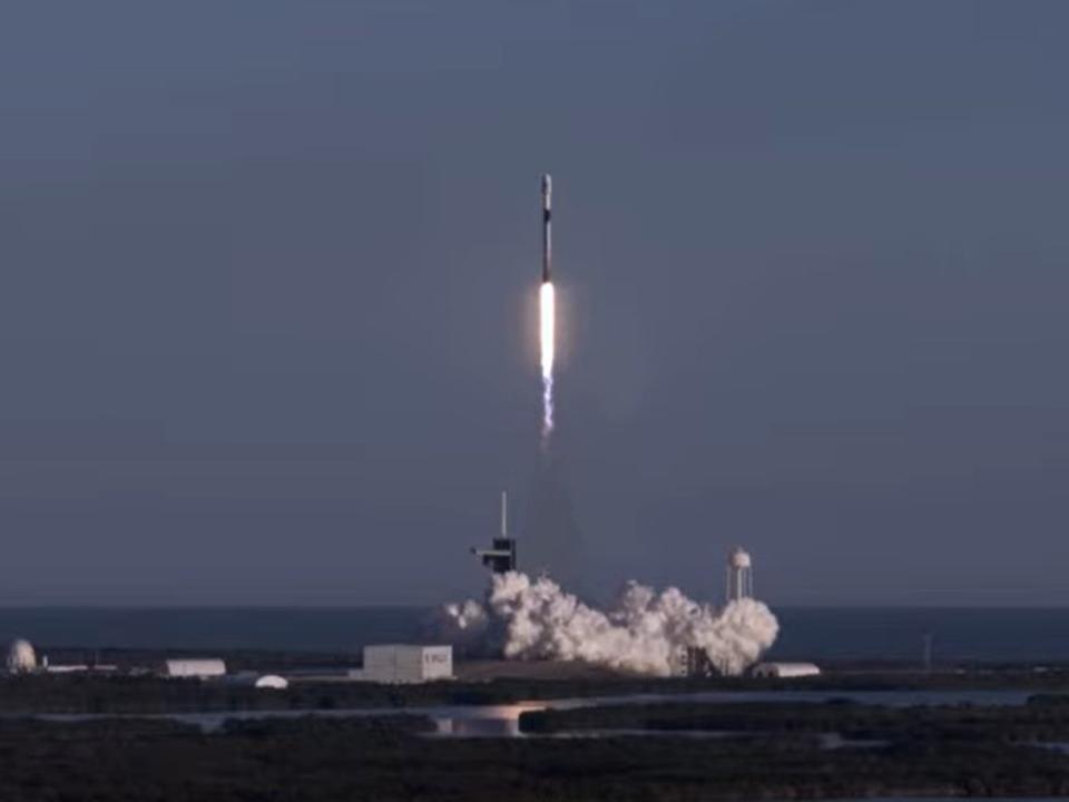 <p>The SpaceX Falcon 9 rocket carrying 60 Starlink internet satellites lifts off in Cape Canaveral, Florida, on Wednesday 20 January, 2021</p> (SpaceX)