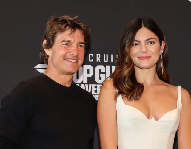 Tom Cruise, Monica Barbaro. Hector Vivas/Getty Images for Paramount Pictures.