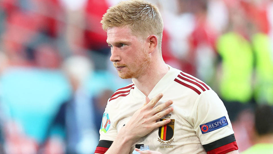 Seen here, Kevin De Bruyne in action for Belgium at Euro 2020.