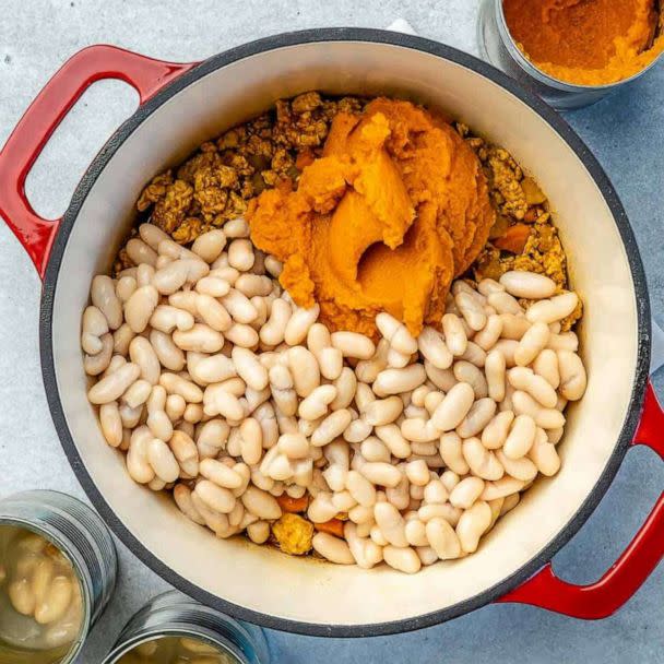 PHOTO: Ingredients to make pumpkin white bean chili in a pot.  (Healthyfitnessmeals)