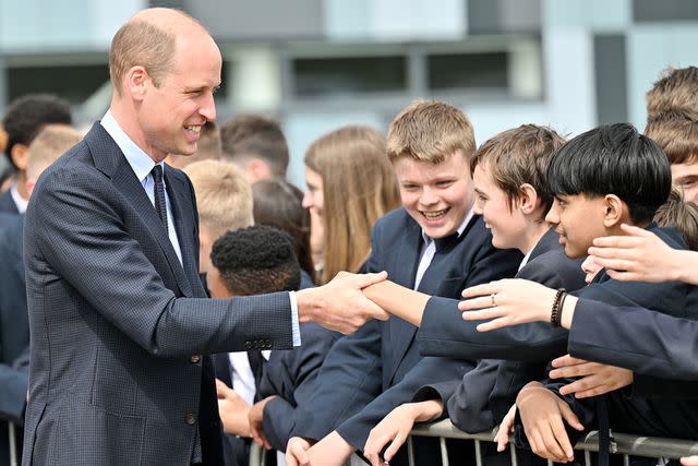 <p>Samir Hussein/WireImage</p> Prince William visits St. Michael's Church of England School on April 25, 2024