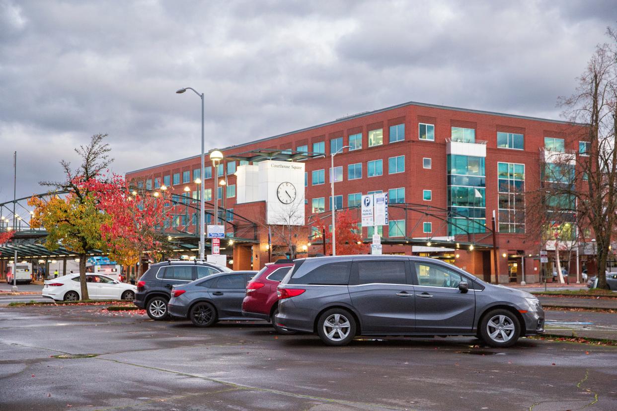 The parking lot seen here in November 2023 in Salem is slated to be the site of a future 98-unit apartment building.