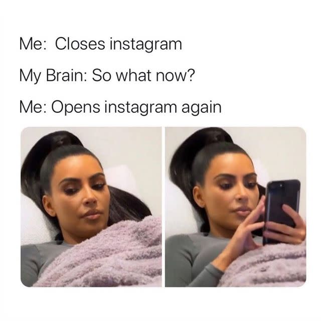 <p>Memes all day, every day</p><p><a href="https://www.instagram.com/p/B_SoHVrnzCM/" rel="nofollow noopener" target="_blank" data-ylk="slk:See the original post on Instagram;elm:context_link;itc:0;sec:content-canvas" class="link ">See the original post on Instagram</a></p>