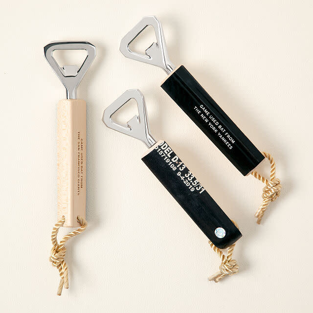 Baseball bat bottle openers