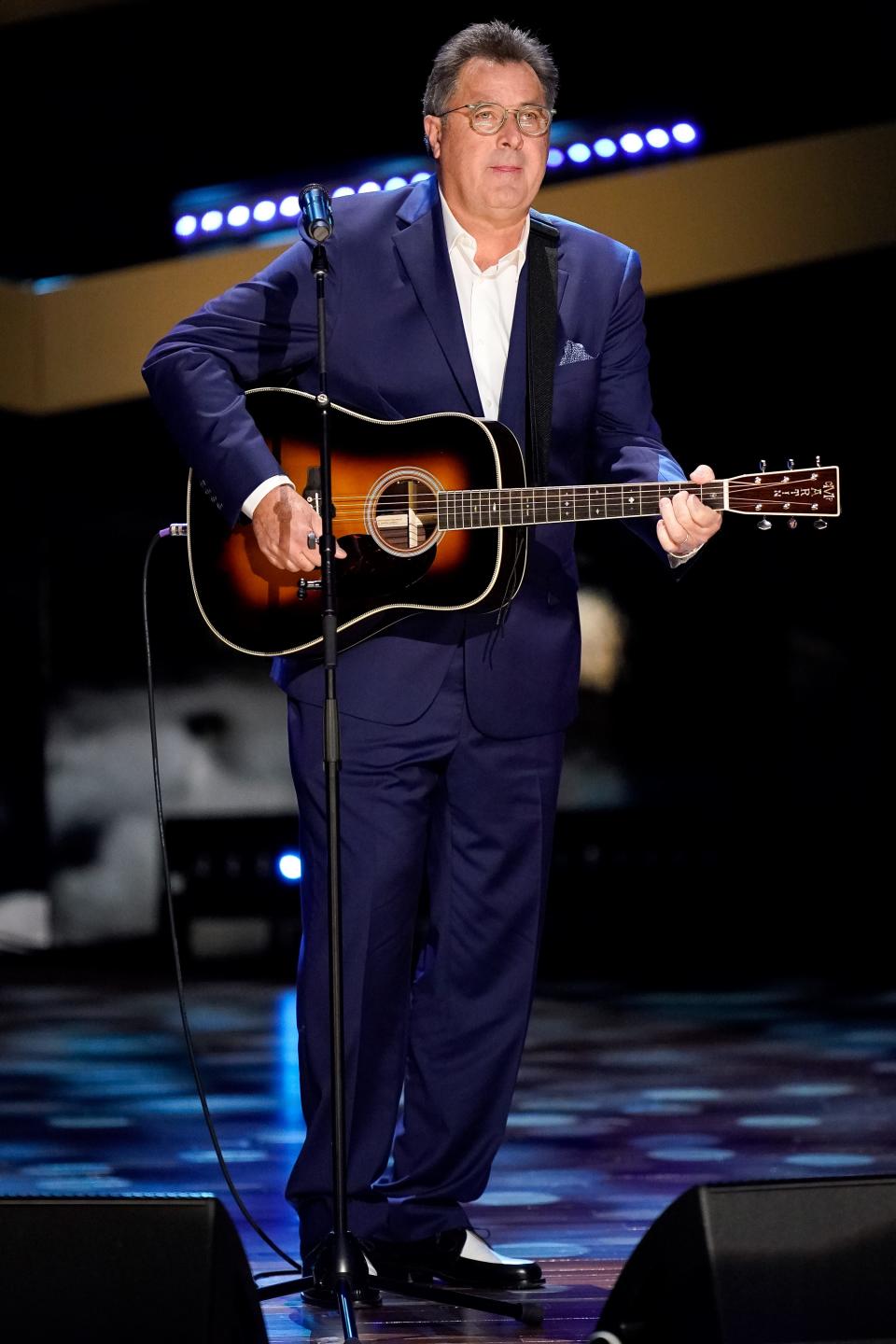 Vince Gill performs during the taping of the CMT Giants: Vince Gill special at The Fisher Center for the Performing Arts in Nashville, Tenn., Monday, Sept. 12, 2022.