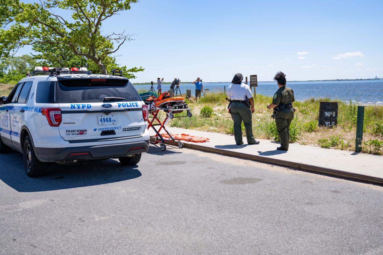 Two teenage boys, both reported to be approximately 13yrs old, were rushed to Jamaica Hospital where one of them was pronounced dead after they fell off the rocks and into the waters of Jamaica Bay from the southwest shoreline of the North Channel Bridge in Queens on Friday June 10, 2022. 