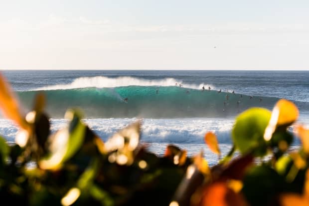 The evening light out at Pipeline is second to none. Makai McNamara was a standout from sunrise to sunset and ended this day with this beauty of a wave. <p>Ryan "Chachi" Craig</p>
