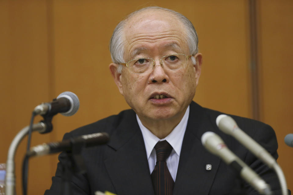 RIKEN research institute President Ryoji Noyori answers a reporter's questions during a press conference in Tokyo, Tuesday, April 1, 2014. Scientists at the RIKEN, a Japanese government-funded laboratory, said Tuesday it found that data in a widely heralded stem-cell research paper was falsified, holding the lead researcher responsible for the fabrication. The research results from the Riken Center for Development Biology in Kobe, western Japan, were seen as a possible groundbreaking method for growing tissue to treat illnesses such as diabetes and Parkinson's disease using a simple lab procedure. (AP Photo/Eugene Hoshiko)