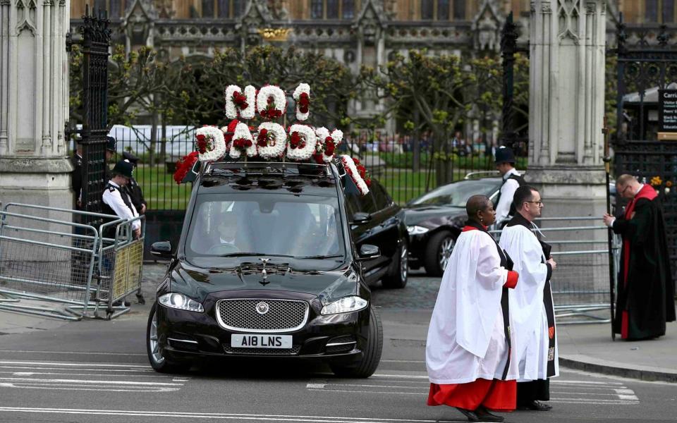 The coffin of PC Keith Palmer - Credit: NEIL HALL/Reuters