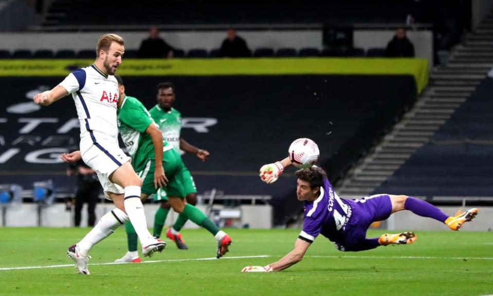 Harry Kane opens the scoring for Tottenham.