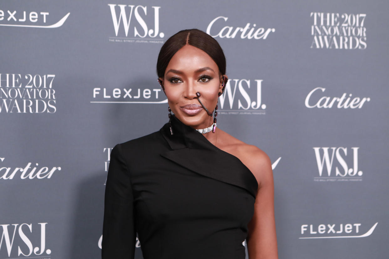 Naomi Campbell is the only person that could have pulled off this unique look [Photo: Getty]