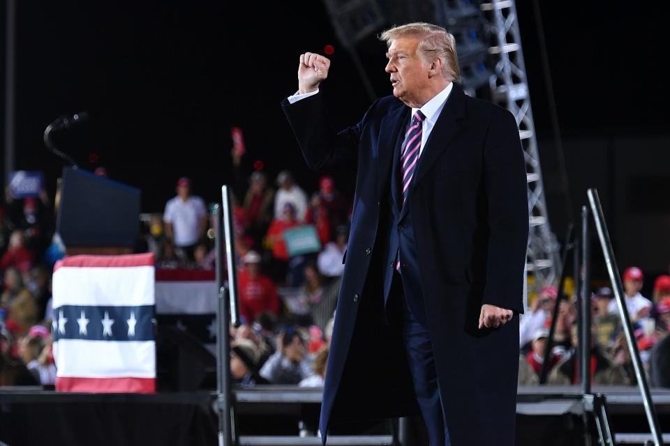 US president Donald Trump departing Pittsburgh on Tuesday (AFP via Getty Images)