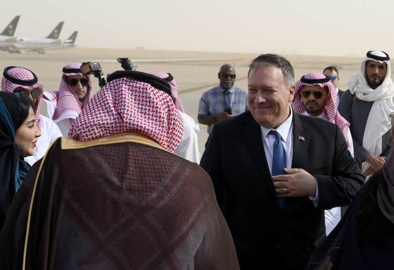 U.S. Secretary of State Mike Pompeo arrives at the King Khalid International Airport in the Saudi capital Riyadh