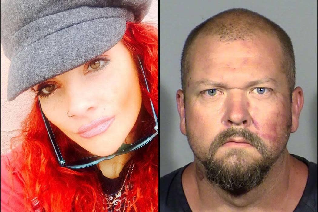 Ms Martinez, who died after being beaten by her ex-boyfriend Christopher Wood (right) had predicted her death online, recounting her failed efforts to get help from police in a series of chilling Facebook posts: Facebook/Las Vegas Metropolitan Police Department