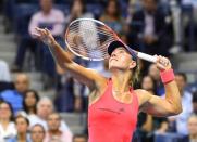 Sept 8, 2016; New York, NY, USA; Angelique Kerber of Germany plays against Caroline Wozniacki of Denmark on day eleven of the 2016 U.S. Open tennis tournament at USTA Billie Jean King National Tennis Center. Robert Deutsch-USA TODAY Sports