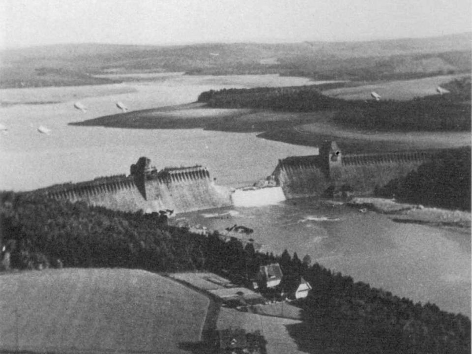 German dam after No. 617 Squadron Dambusters attack