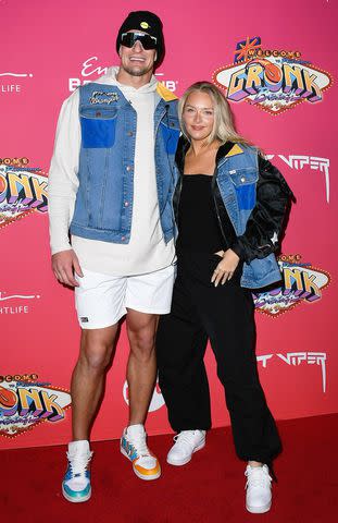 <p>Mindy Small/Getty</p> Rob Gronkowski and Camille Kostek, February 2024