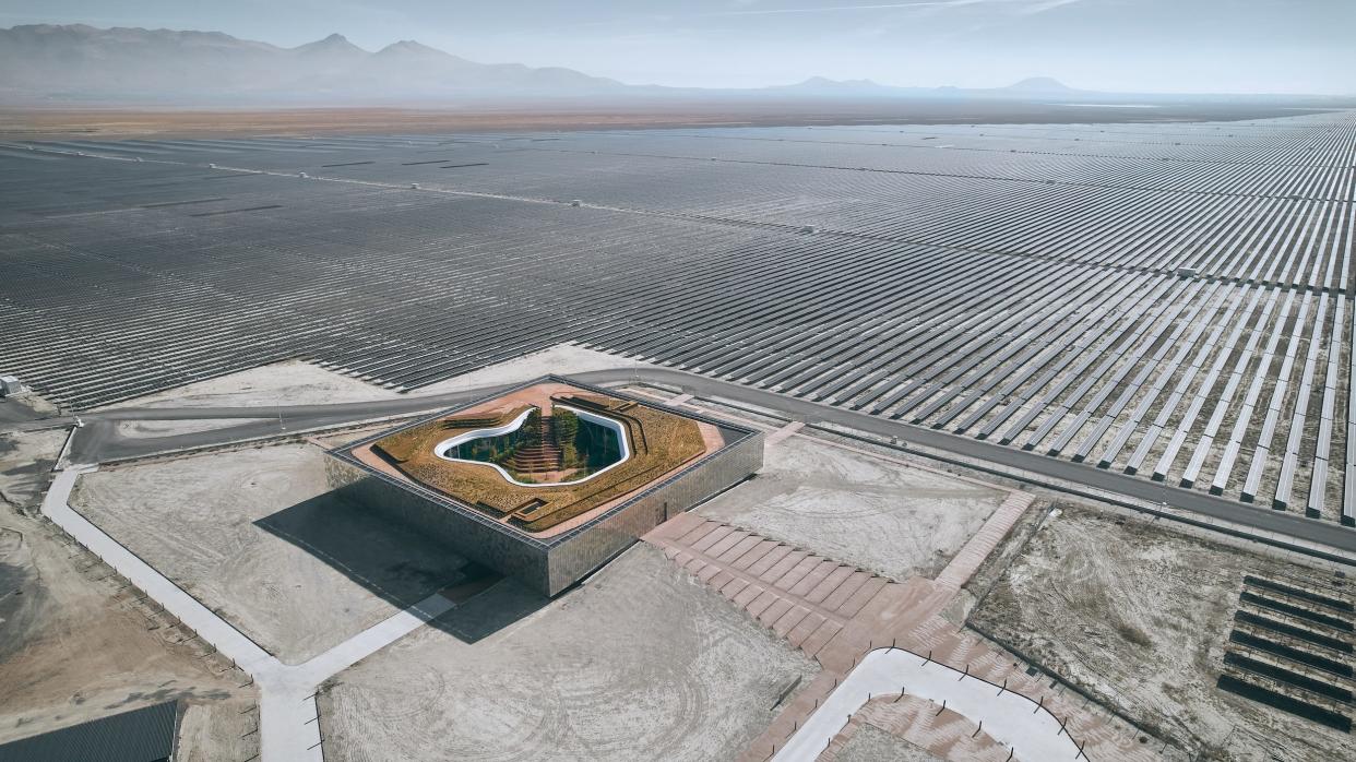 An energy building in the desert.