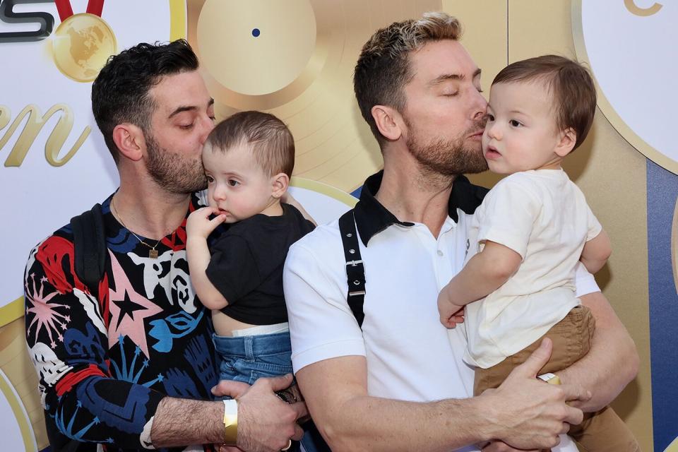 Michael Turchin (L) and Lance Bass (R) attend the 10th Anniversary of Gold Meets Golden, presented by Ottobock, CODEX Beauty Labs, and Herradura Tequila, co-hosted by Nicole Kidman and Nadia Comaneci, at the Virginia Robinson Gardens