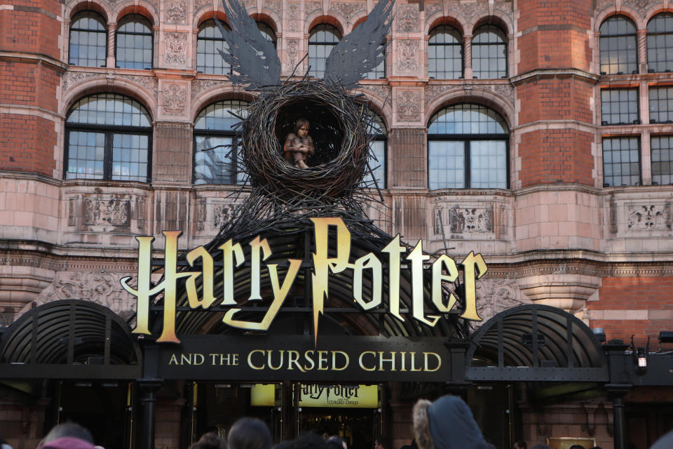 The Palace theatre showcasing Harry Potter and the Cursed Child in London. PA Photo. Picture date:Thursday January 16, 2020. Photo credit should read: Luciana Guerra/PA Wire (Photo by Luciana Guerra/PA Images via Getty Images)