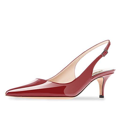 A slingback with a kitten heel perfectly complements the femininity of a midi skirt. Shop them <strong><a href="https://www.amazon.com/Modemoven-Leather-Pointed-Slingback-Stiletto/dp/B0716MWJK7/ref=sr_1_34?s=apparel&amp;ie=UTF8&amp;qid=1504797040&amp;sr=1-34&amp;nodeID=7147440011&amp;psd=1&amp;keywords=kitten%2Bheels&amp;th=1&amp;psc=1" target="_blank">here</a></strong>.