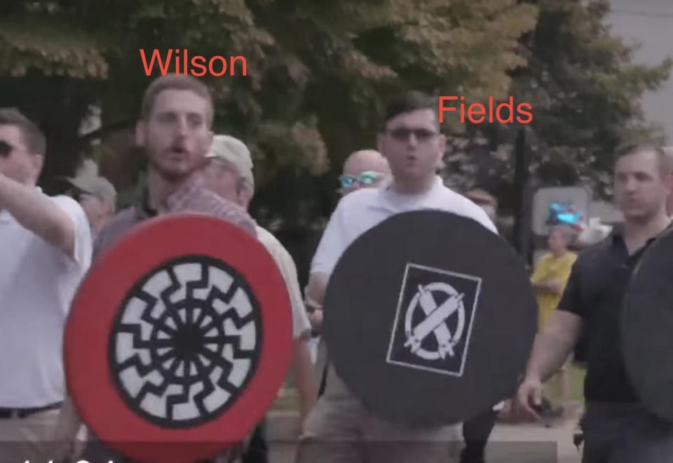 Taylor Michael Wilson and Alex Fields are seen at the 2017 Unite the Right rally in Charlottesville, Virginia. (Photo: Courtesy of Emily Gorcenski)