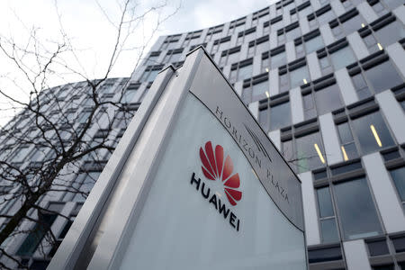 Logo of Huawei is seen in front of the local offices of Huawei in Warsaw, Poland January 11, 2019. REUTERS/Kacper Pempel